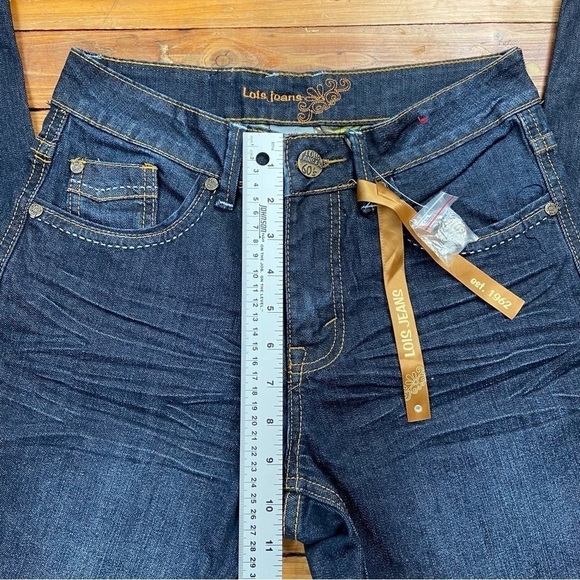 Loïs Julianne jeans boot cut straight dark blue 60’s style high rise waisted 27 - Picture 12 of 15